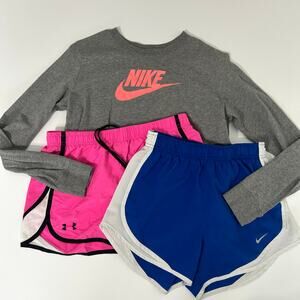 Nike UA Girls Shirt Shorts Bundle XS XL Flawed